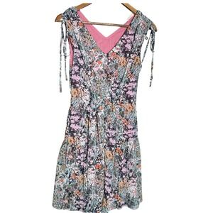 NWT Kori America Pastel Floral Pastel Pattern Dress‎ Cottage Fairy Ruffle S